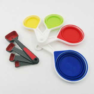 硅胶折叠量杯 量勺 刻度勺 量匙套装 硅胶+PP DIY烘焙工具